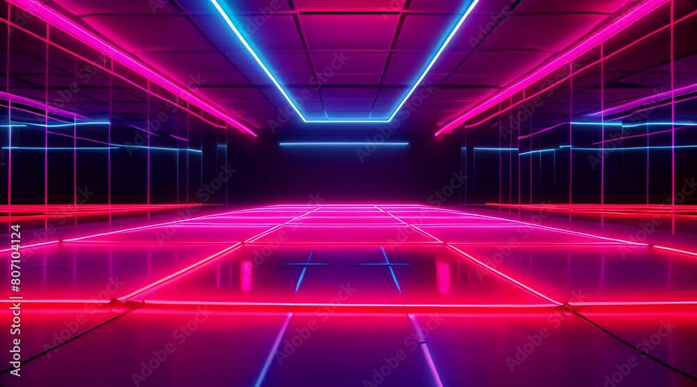 Disco neon dance floor in an indoor dance hall AI Disco neon dance floor in an indoor dance hall AI