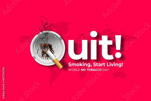 World Anti Tobacco Day. Vector illustration of Quit Smoking text with cigarette Smoking forbidden Prohibited background.