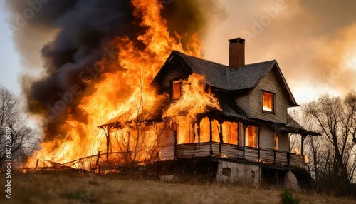 燃え盛る、家のイメージ写真