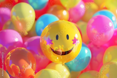 Vibrant Smiley Face Balloons