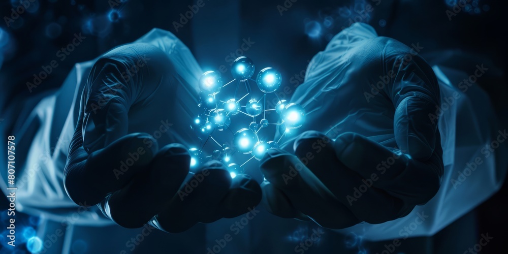 Doctor Holding Holographic Molecule Model
Doctor Holding Holographic Molecule Model
