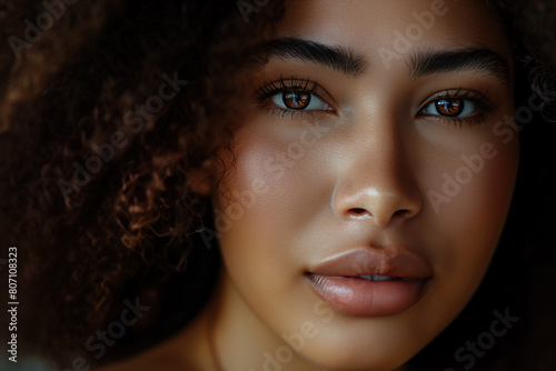 Closeup portrait of a beautiful African American girl © angelo sarnacchiaro