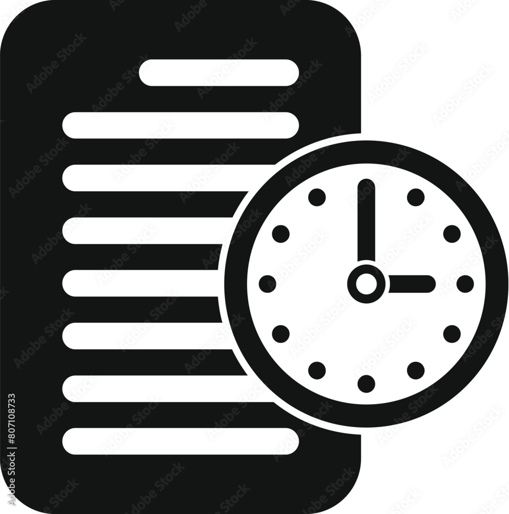 Duration of deadline document icon simple vector. Contract overtime. Timer element
