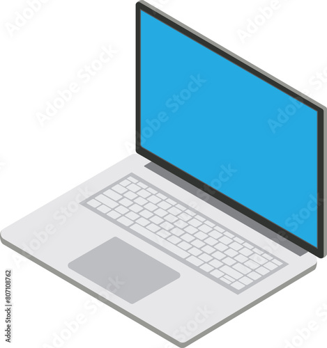 isolated laptop with blue screen illustration
