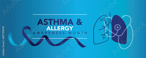 vector graphic of asthma and allergy awareness month good for asthma and allergy awareness month celebration. flat design. flyer design.flat illustration.