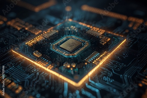 close up of a board Artificial Intelligence Chip Conceptual Design © Dove