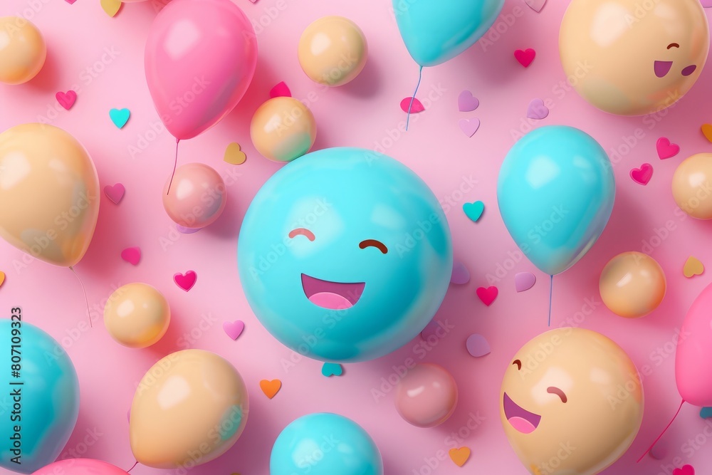 Cheerful Balloons on a Festive Background Cheerful Balloons on a Festive Background