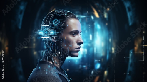 The synergy of modern media information, humans, and artificial intelligence portrayed in a visual narrative. A harmonious blend capturing the essence of a connected and evolving digital landscape