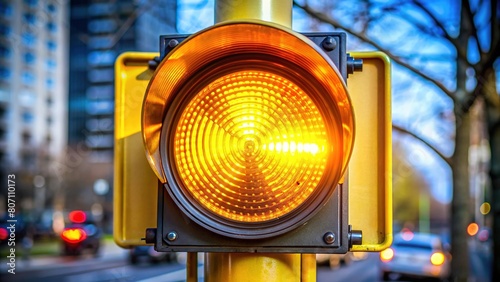 traffic yellow light on the street