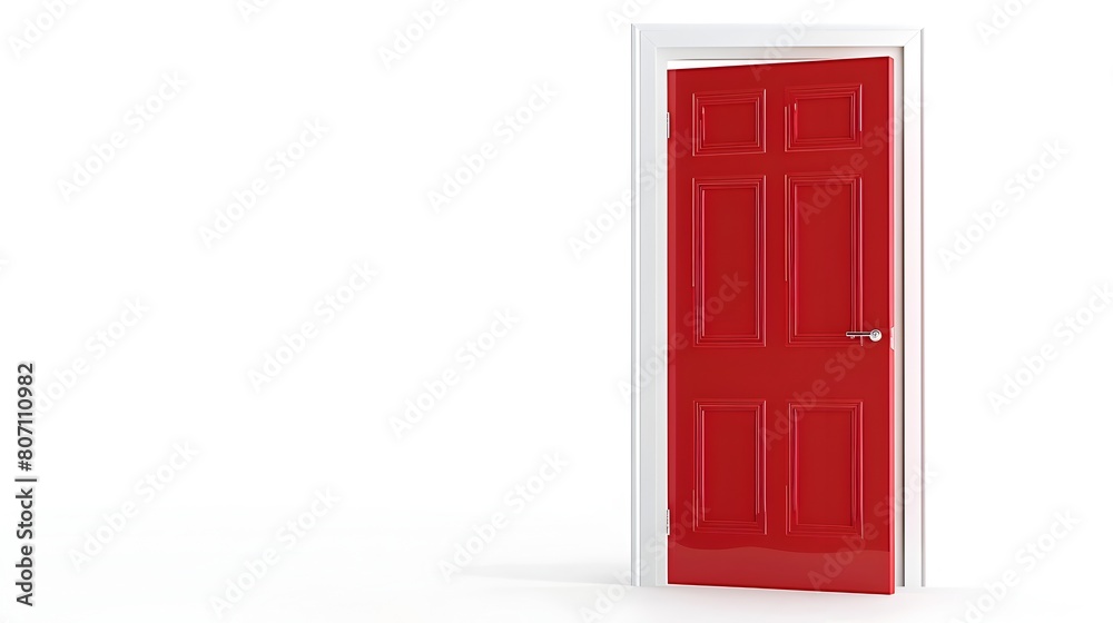 Red Inward Opening Door on White Background for Architectural and Interior Design Purposes Red Inward Opening Door on White Background for Architectural and Interior Design Purposes