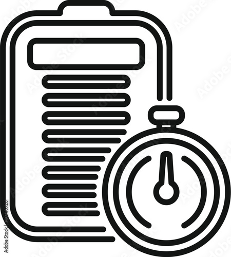 Duration stopwatch clipboard icon outline vector. Concept overtime. Agenda schedule