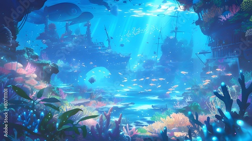 Landscape image of Underwater World, anime style. © Anime & Nature