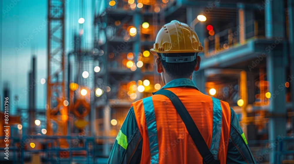 Engineer with safety uniform working at construction site outdoor, Construction worker checking and controlling project on building site. Engineer with safety uniform working at construction site outdoor, Construction worker checking and controlling project on building site.