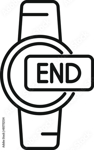 Hand watch duration end time icon outline vector. Life end date. Period hour