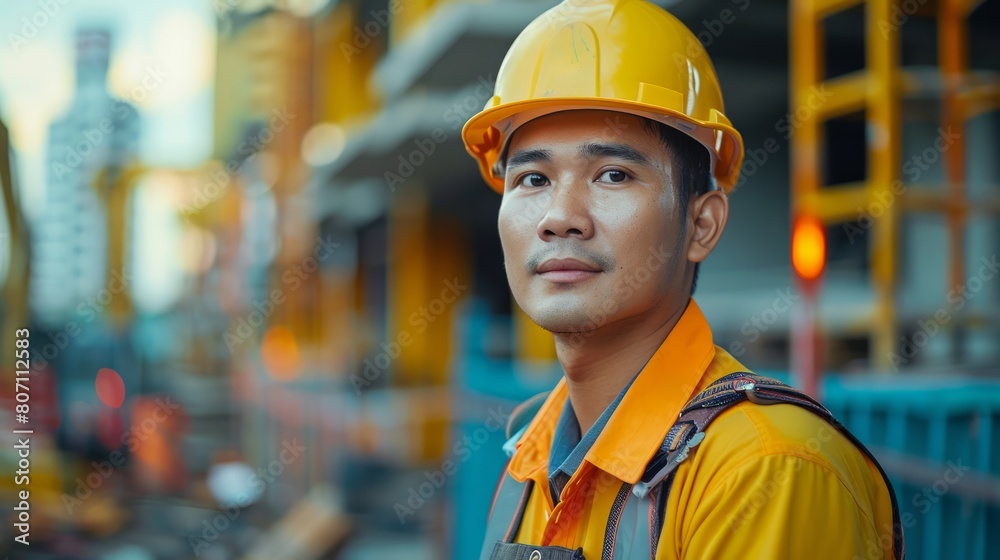 Engineer with safety uniform working at construction site outdoor, Construction worker checking and controlling project on building site. Engineer with safety uniform working at construction site outdoor, Construction worker checking and controlling project on building site.