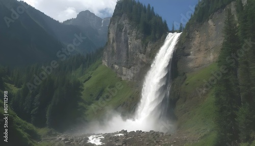 A majestic waterfall cascading down a mountainside upscaled 2