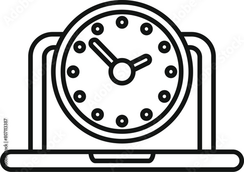 Management time on laptop icon outline vector. Contract online term. Schedule job