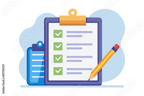 Checklist to complete project task accomplish work checkmark todo list clipboard or project status report plan to finish work concept business people holding pencil complete task checkbox modern flat