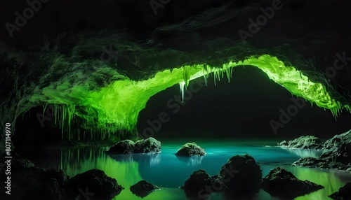 A mystical sea cave bathed in the soft glow of bio upscaled 7