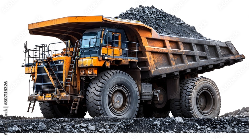 Massive Mineral Hauling Truck Transporting Excavated Materials from Mining Site Massive Mineral Hauling Truck Transporting Excavated Materials from Mining Site