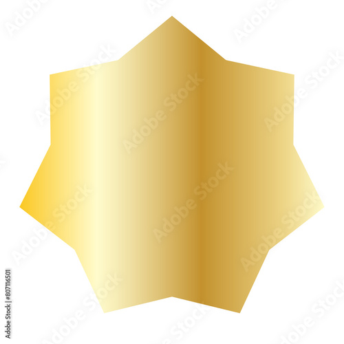 Gold Sun Star Symbol Icon. Christmas or New Year Decoration Part Element.