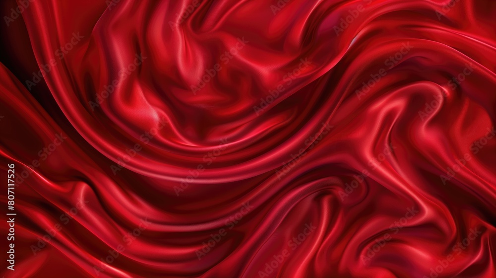Red silky abstract background with smooth lines and waves Generative AI Red silky abstract background with smooth lines and waves Generative AI