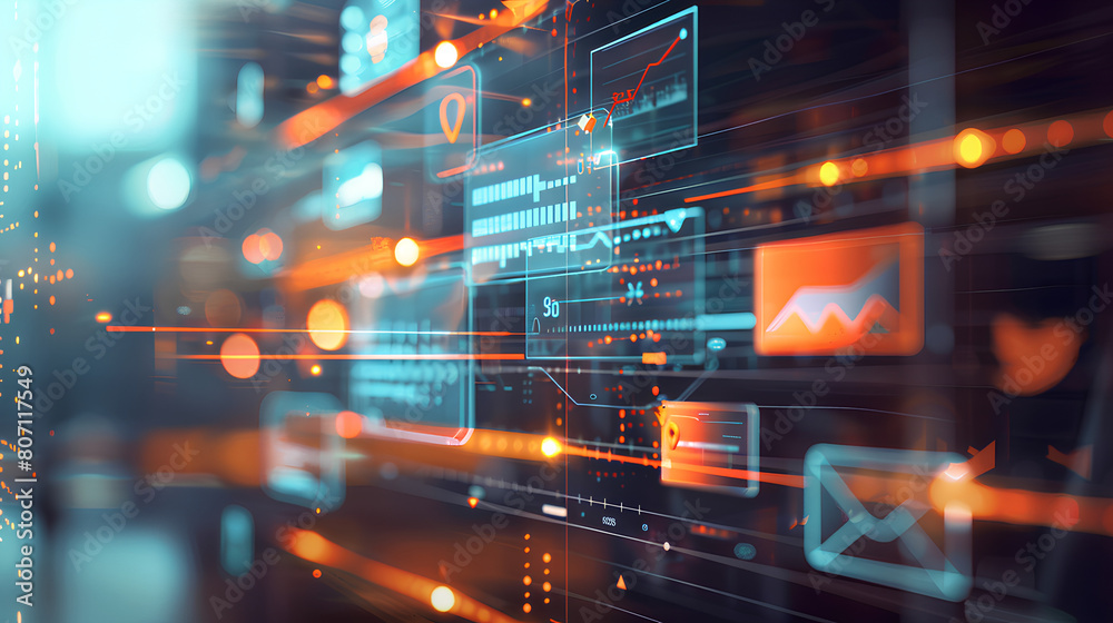 Obraz premium An image of a marketing campaign with social media ads, email newsletters, and website analytics