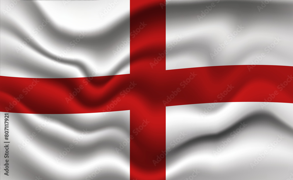 Waving English Flag 3D Illustration. The National Flag of England. Waving English Flag 3D Illustration. The National Flag of England.