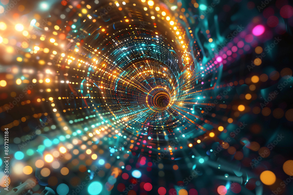 Dynamic abstract featuring a swirling galaxy-like formation with glowing particles and vibrant blue tones Dynamic abstract featuring a swirling galaxy-like formation with glowing particles and vibrant blue tones