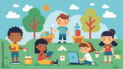 An afterschool program for children that includes outdoor playtime and crafts limiting screen time and promoting handson activities..