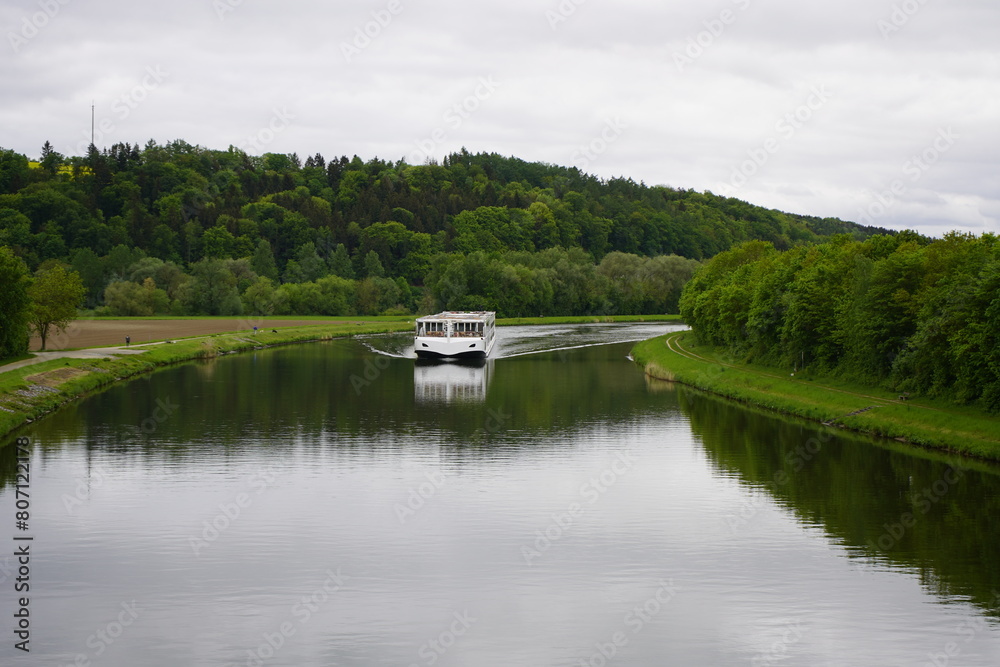 Excursion boat on the Danube river near Bad Abbach, Bavaria, Germany. Excursion boat on the Danube river near Bad Abbach, Bavaria, Germany.