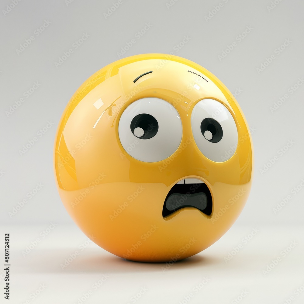 Fototapeta premium Shocked Emoji with Disbelief Expression on Yellow Background