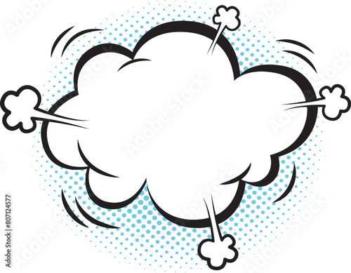 Comic speech bubble with cloud and halftone shadow, pop art style.