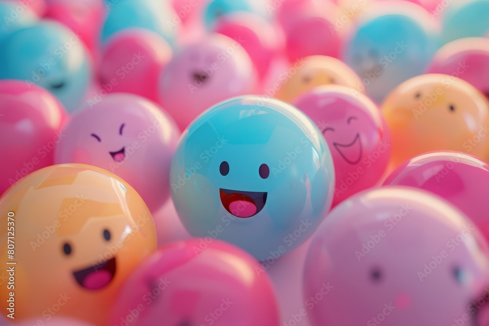 Colorful Smiling Balls Gathering Colorful Smiling Balls Gathering