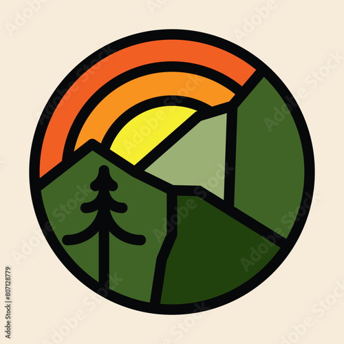 Mountains and sunrise graphic illustration vector art t-shirt design