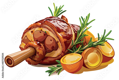 Roasted pork shank with rosemary and potatoes