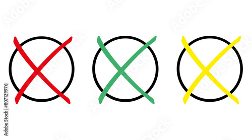 Wahlkreuze rot grün gelb und Hintergrund transparent PNG cut out