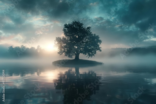 In the realm of Glow HUD  a serene lake serves as the perfect backdrop for the tranquil tree icon from the nature category