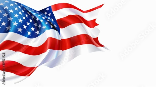 Free Download Close-up of an American flag waving boldly, symbolizing patriotism as it journeys across iconic U.S. landmarks, clear isolated background - GFXLoad