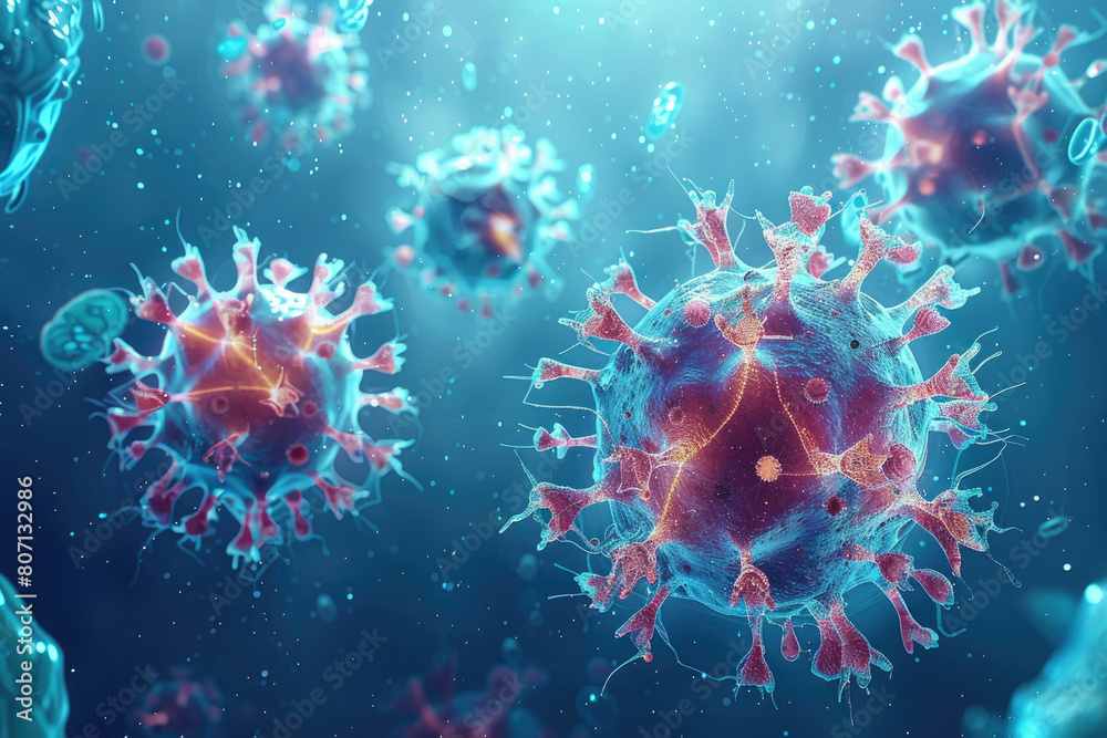 Immune cells deploying cytokines and antibodies to combat viral infections, highlighting key defense mechanisms in immunology. Immune cells deploying cytokines and antibodies to combat viral infections, highlighting key defense mechanisms in immunology.