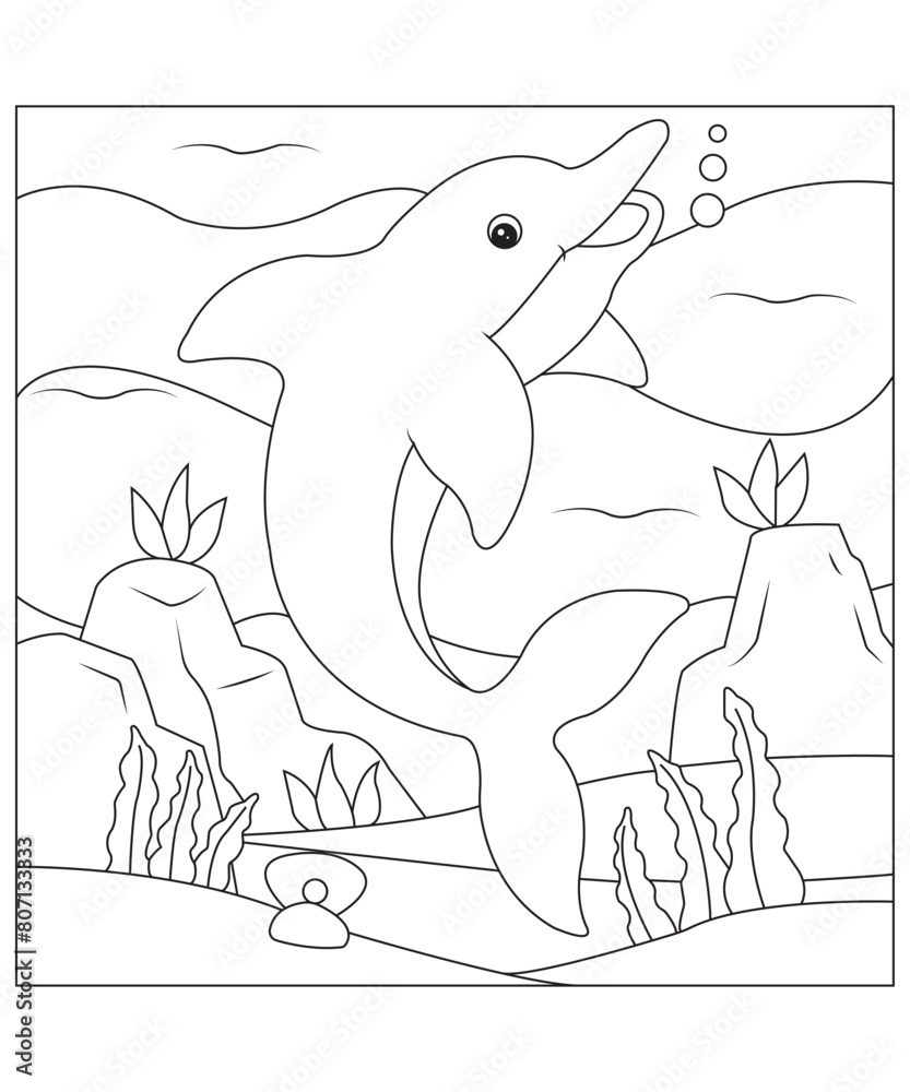 Obraz premium Dolphin coloring pages for kids