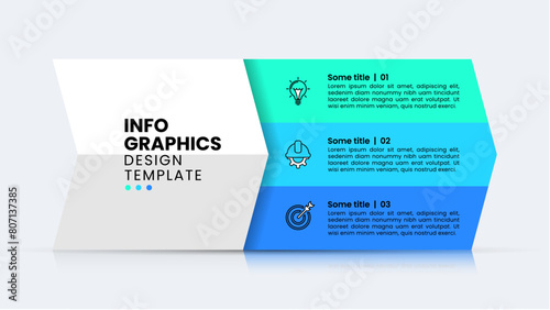Infographic template. Arrow shaped banner with 3 steps