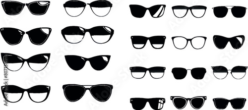Eyeglasses silhouettes. Stylish sunglasses