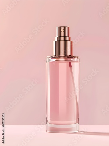 pink perfume bottle with reflection