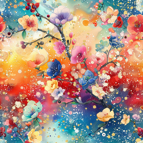 Vibrant watercolor flowers artwork
