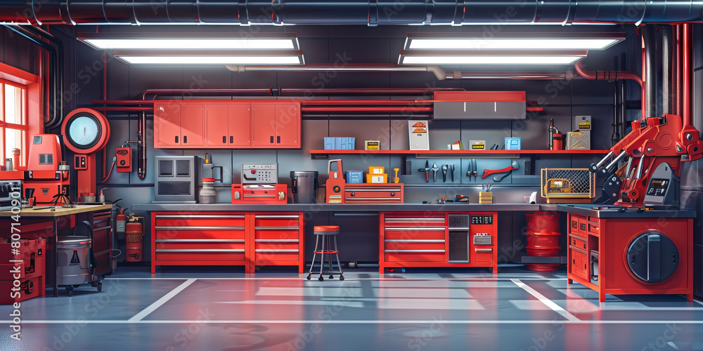 Equipment Maintenance Area Floor: Featuring a designated area for equipment maintenance and repair, with workbenches and storage for tools and parts.