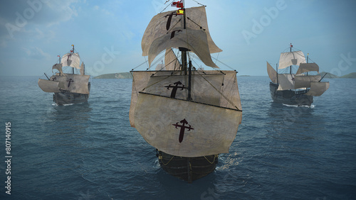 The NAO VICTORIA is the flag ship of the MAGELLAN armada. A scientific 3D-reconstruction of a spanish galleon fleet in the beginning of the 16th century.sails ahead of a global circumnavigation