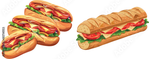 Sandwich subs. Submarine sandwiches delicious baguette sub food,