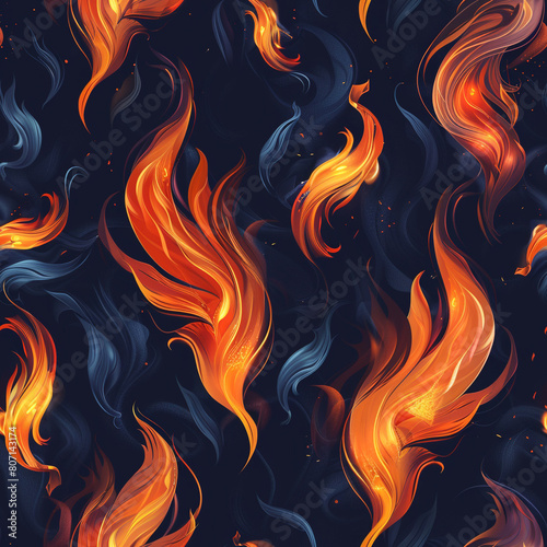 Stylized Fiery Flames on Dark Background