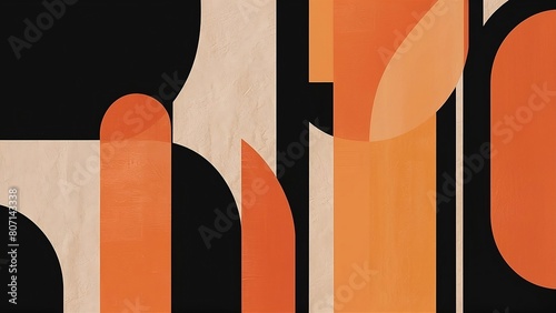 An abstract minimalist background is used, black and orange colors, pastel painting technique.